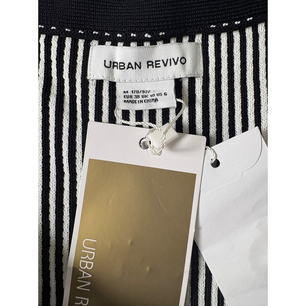 Urban Revivo Black White Tweed Knit Mini Dress Fringe Rhinestone Button New M 6 - Picture 4 of 7